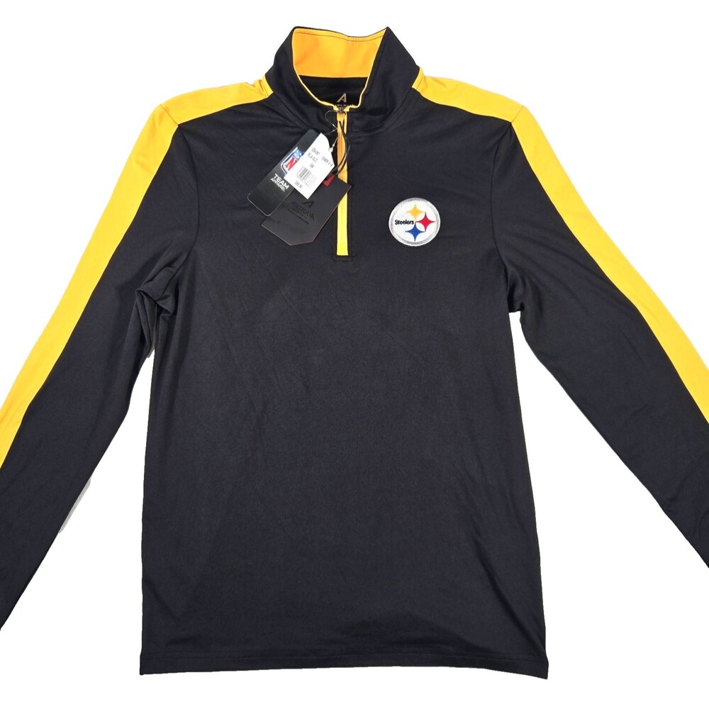 Antigua Pittsburgh Steelers Black and Yellow 1/4 Zip Size Small Pullover NEW